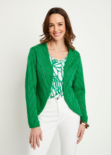 Gilet boléro fin ajouré coton Vert