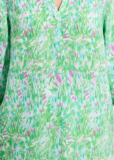 Tunique ample longue imprimée manches 3/4 Imprime Vert