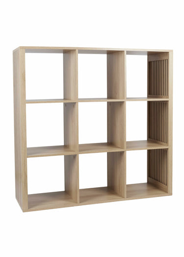Meuble rangement 9 cases, bois claustra Marron
