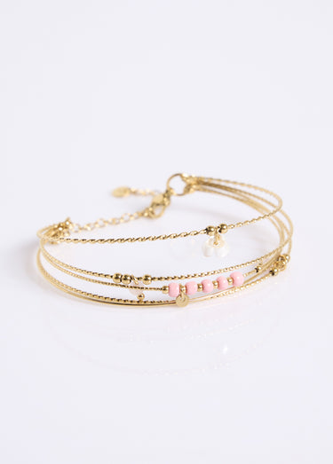 Bracelet jonc multi-rangs acier inoxydable Rose