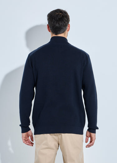 Gilet zippé col montant coton Marine