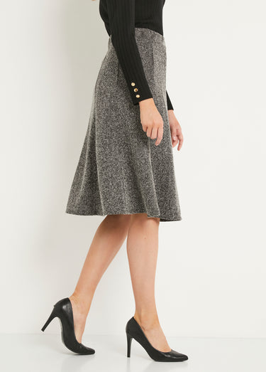 Jupe évasée maille jacquard taille élastiquée Chevrons Gris