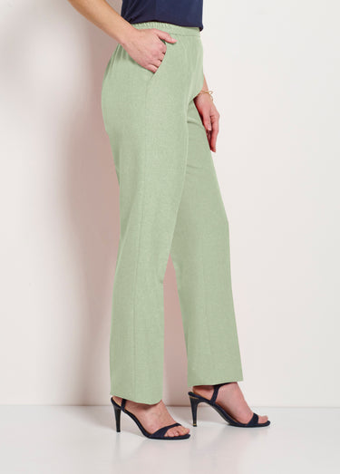 Pantalon droit ceinture semi-élastiquée Vert Amande