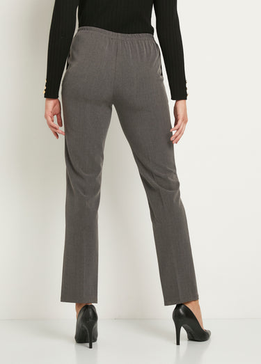Pantalon droit taille semi-élastiquée Gris