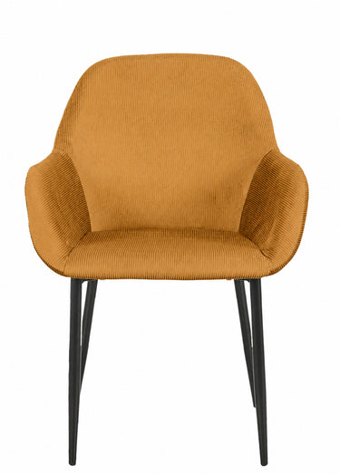 Set 2 Fauteuils velours cotelé, pieds métal Jaune Moutarde