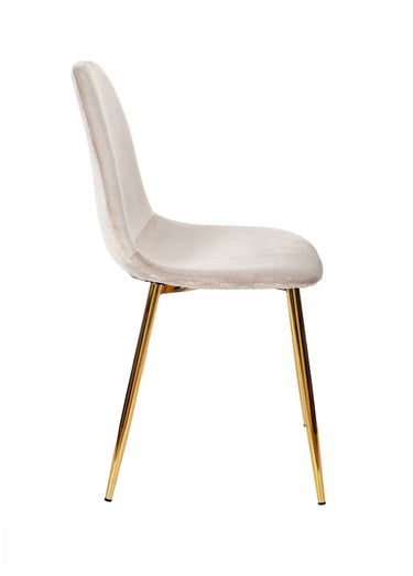 Set 4 Chaises velours, pieds métal dorés Taupe Dore
