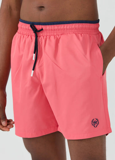 Short de bain uni, taille élastiquée Rose Fonce