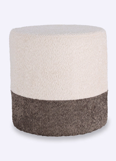 Pouf clair bicolore rond aspect laineux Beige