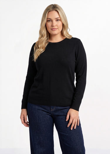 Pull doux col rond manches longues Noir