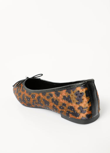 Ballerines plates avec petit talon et strass Leopard