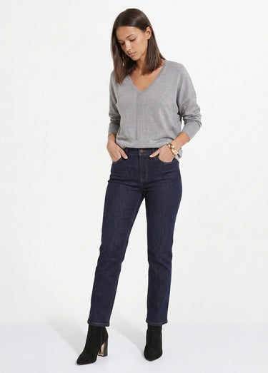 Jean mom en denim, spécial GRANDE TAILLE Bleu Brut