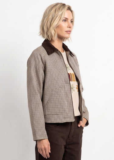 Veste zippée à carreaux et col velours Carreaux Marron