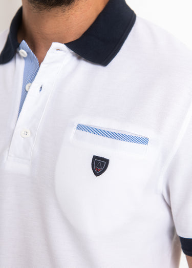 Polo manches courtes détails contrastés Blanc
