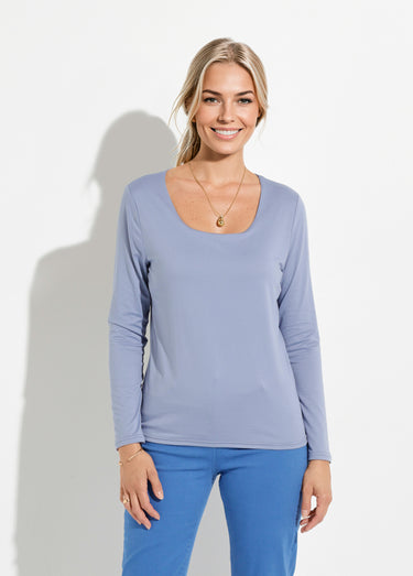 T-shirt col danseuse manches longues Indigo
