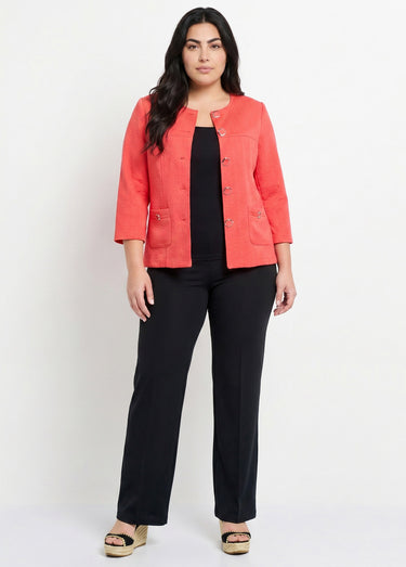Veste ras de cou manches 3/4 Corail