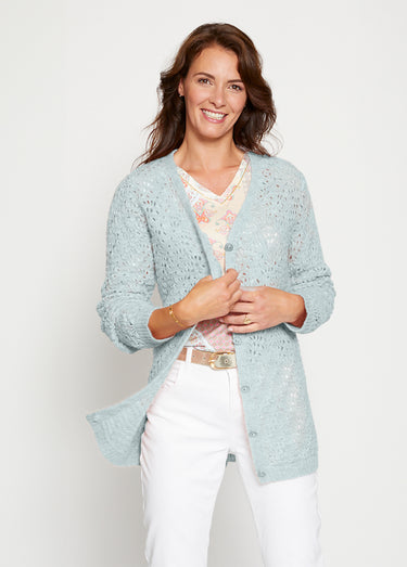 Gilet maille ajourée effet poilu Ciel