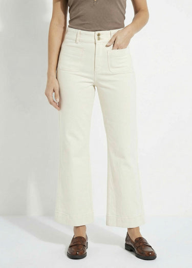 Jean flare taille haute, spécial PETITE Ecru