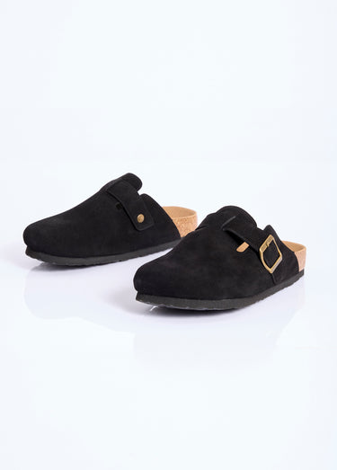 Mules sabots anatomiques en suédine Noir