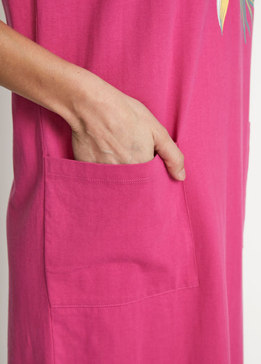 Robe de plage courte coton Fuchsia