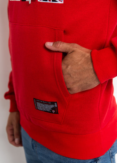 Sweat à capuche drapeaux poche kangourou Rouge