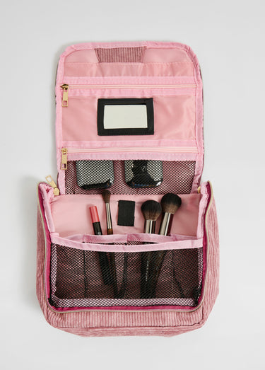 Trousse de toilette à suspendre, velours Rose