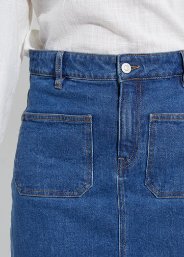 Jupe droite courte en jean 4 poches Bleu Stone