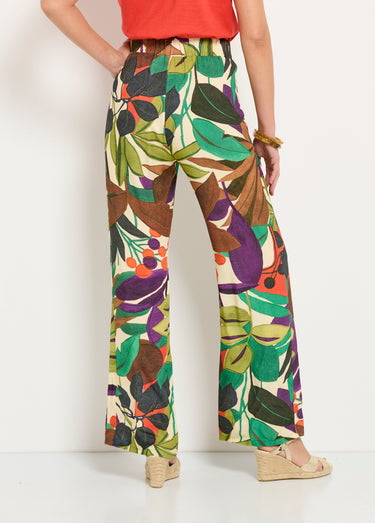 Pantalon large taille élastiquée imprimé Multicolore