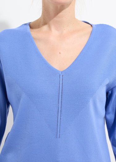 Pull fin col V manches longues Bleu