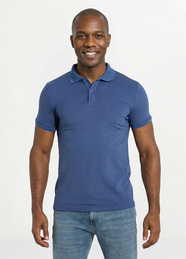 Polo homme manches courtes maille piquée Bleu