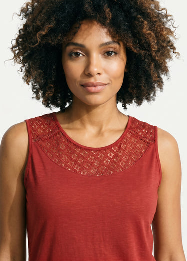 Débardeur court maille flammée coton Tomette