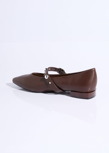 Ballerines pointues à rivets, style rock Marron