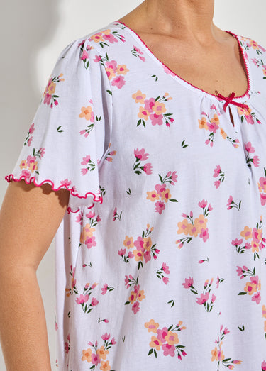 Chemise de nuit coton manches courtes Rose/Peche