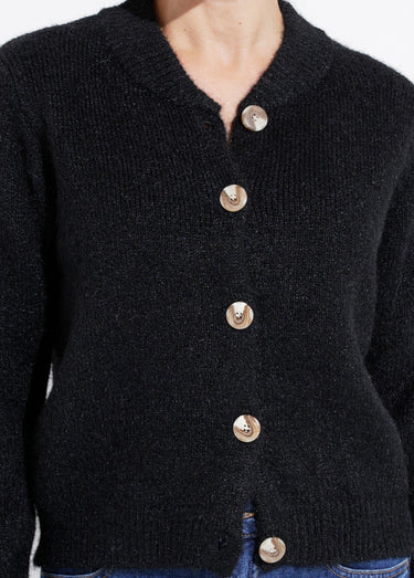 Gilet en maille col rond fantaisie Noir