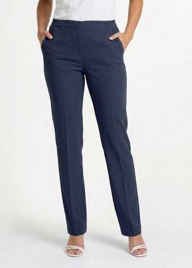 Pantalon droit taille semi-élastiquée Marine