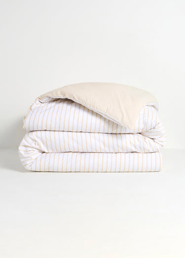 Parure housse de couette, fines rayures Ficelle