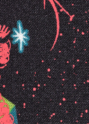 Coupon tissu habillement, motif espace Imprimé noir