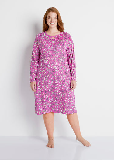 Chemise de nuit imprimé végétal Rose