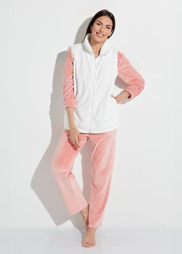 Gilet sans manches zippé polaire toucher peluche Blanc