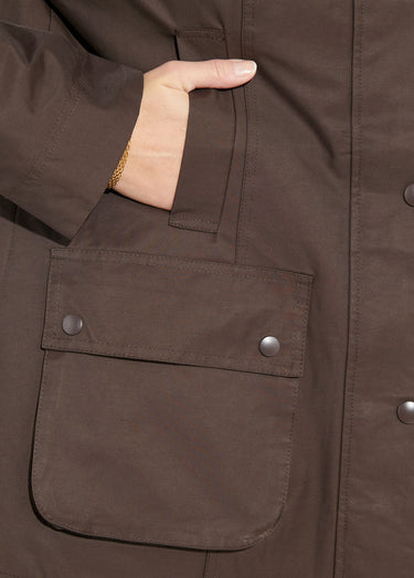 Veste déperlante courte avec col velours Chocolat/Camel
