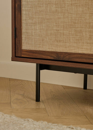 JETSON Buffet 3 portes tissu effet noyer Bois Fonce