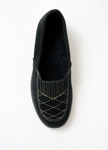Mocassins élastiqués cuir grande largeur Noir