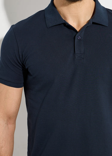 Polo homme manches courtes maille piquée Marine
