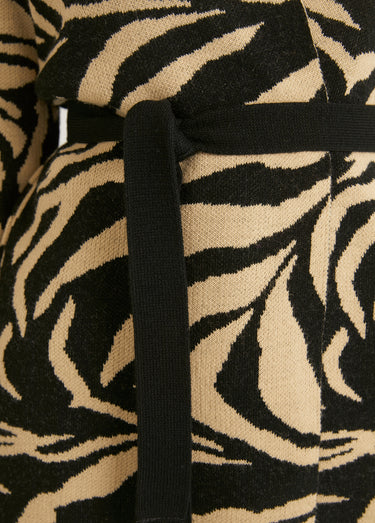 Gilet long jacquard peau de bête bord à bord Beige/Noir