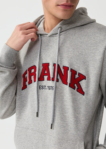 Sweat shirt à capuche, logo bouclette Gris