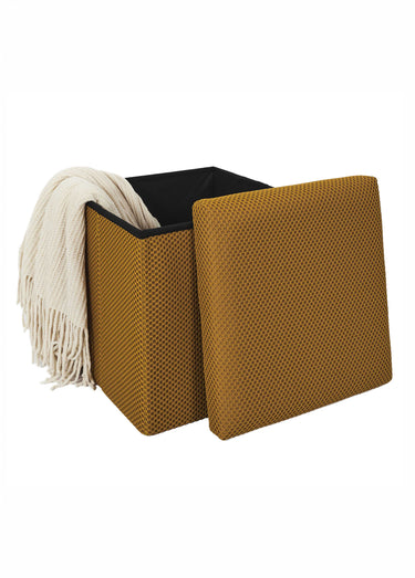 Pouf coffre pliable carré en mesh ATOME Jaune