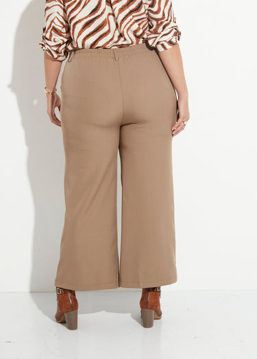 Pantalon en twill léger coupe large Beige