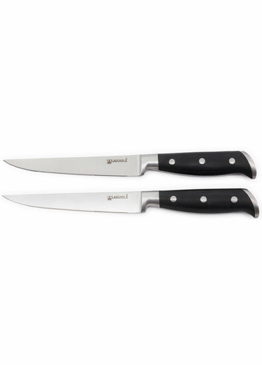 2 couteaux à steak acier 25cm Classique Noir