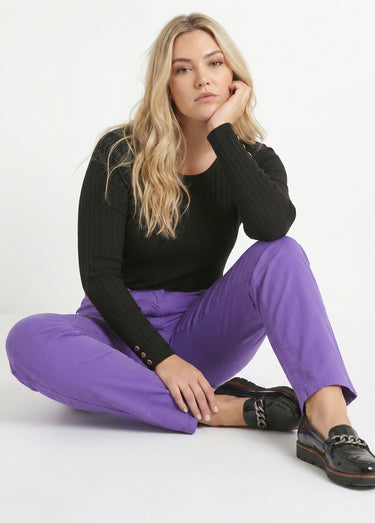 Pantalon droit 5 poches coton stretch Violet