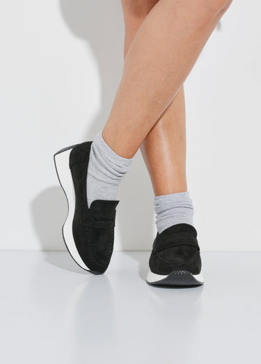 Mocassins semelle compensée contrastante Noir
