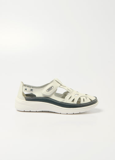 Sandales confortables en cuir avec bride Blanc/Marine